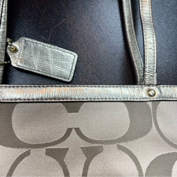 Coach Gold Jacquard Monogram zippered purse with gold sequins EUC - Picture 6 of 16